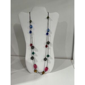 Beaded‎ Strand Necklace Colorful Crystal Accents Long Fashion Jewelry